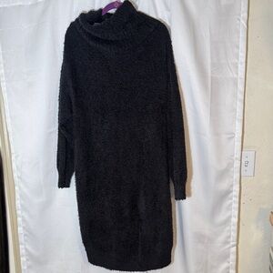 Cozy Black Turtleneck Sweater Dress